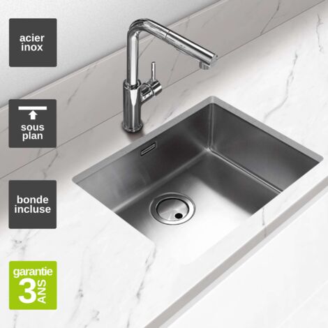 Évier sous-plan 1 Cuve 45x40x20cm R25mm - Acier inox 18/10 -  ZN Top FRÉCAN