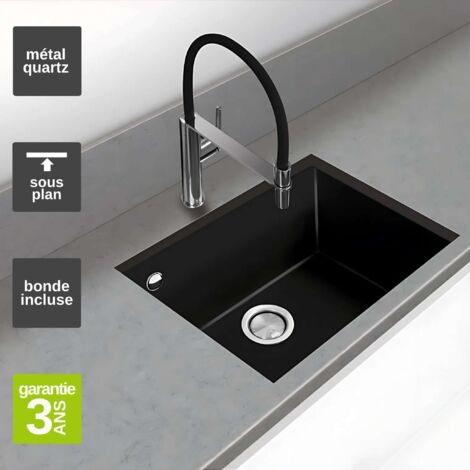 Évier sous-plan 1 Cuve 69x40x20cm R5mm - Quartz Noir Mat -  Quadra BE FRÉCAN