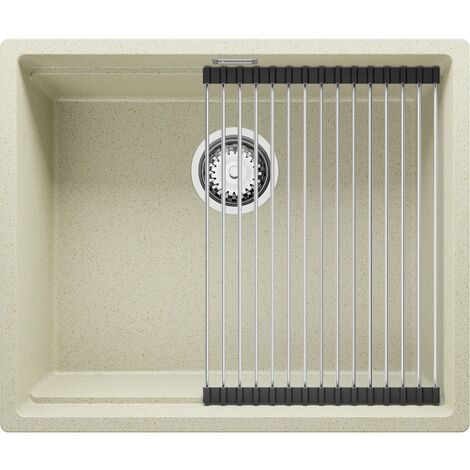 Evier Sous Plan  56 x 47 cm, Evier en Granit 1 bac + Kit de Vidage, Lavabo Cuisine de Primagran