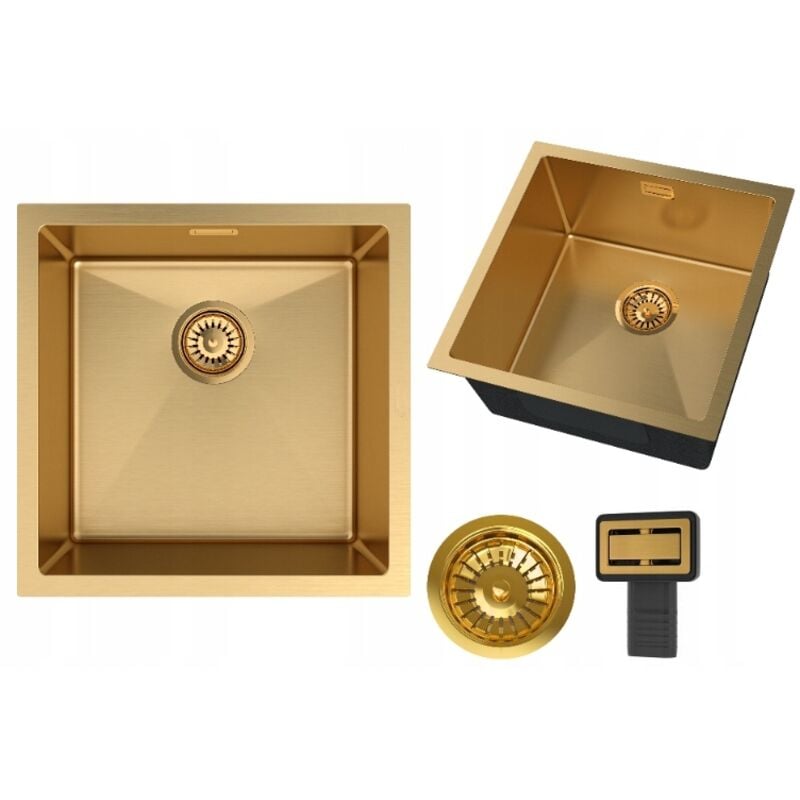 Granitan - vier sous plan en acier gold single-bowl undermount siphon BARI44