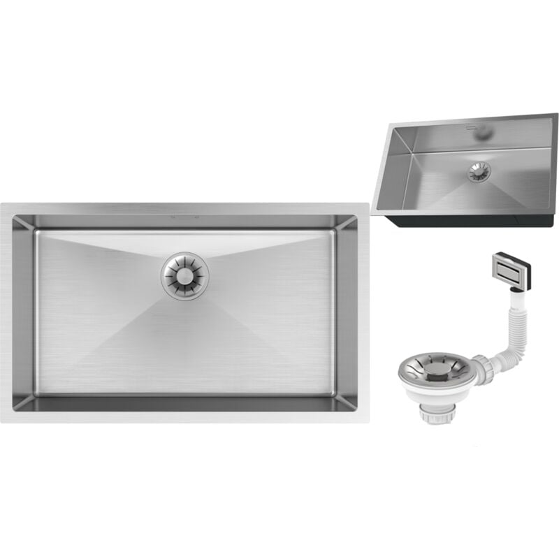 Évier Sous Plan En Acier Inoxydable Avec Grande Cuve Inox Silvo75 Lux Siphon