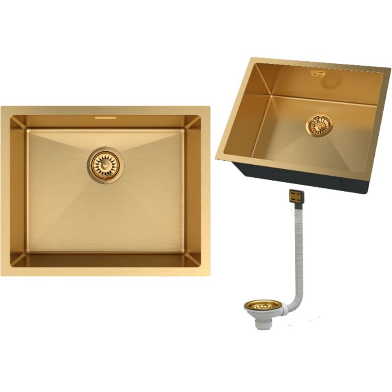 Granitan - vier sous plan en acier un bac cuisine doré BARI54