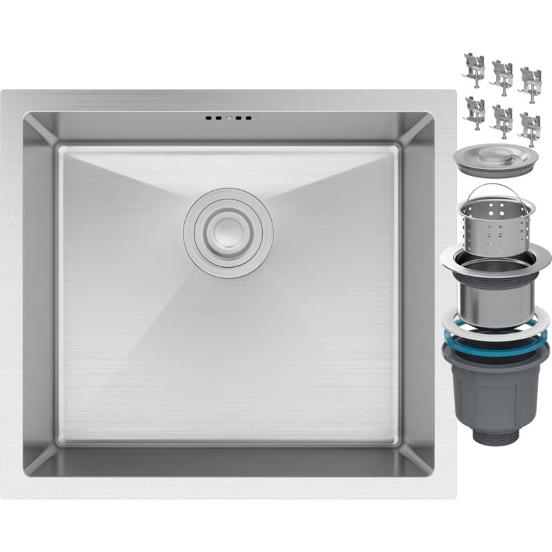 Granitan - vier sous plan en acier une cuve chrome BARI49