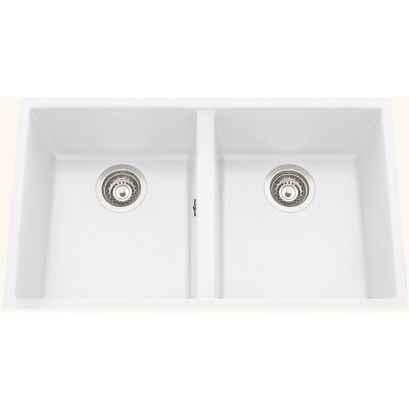 Vier sous-plan granit blanc Luisina quadrille 2 bacs