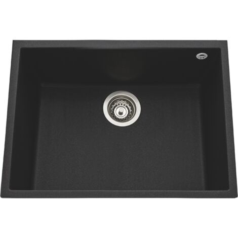 Évier sous plan granit noir moucheté Luisina QUADRILLE 1 bac 580x440 - noir