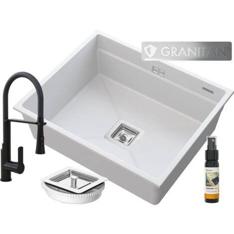 ÉVIER SOUS PLAN GRANIT ROBINET SIPHON CARRÉ EPIR 60