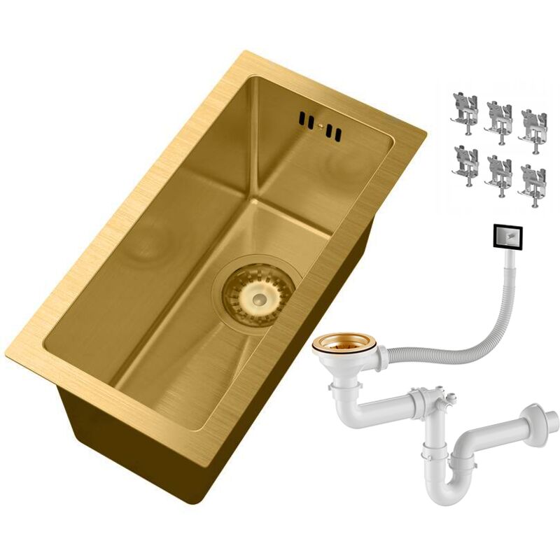 Granitan - Evier sous plan rectangulaire en acier slim gold bari22 85112537