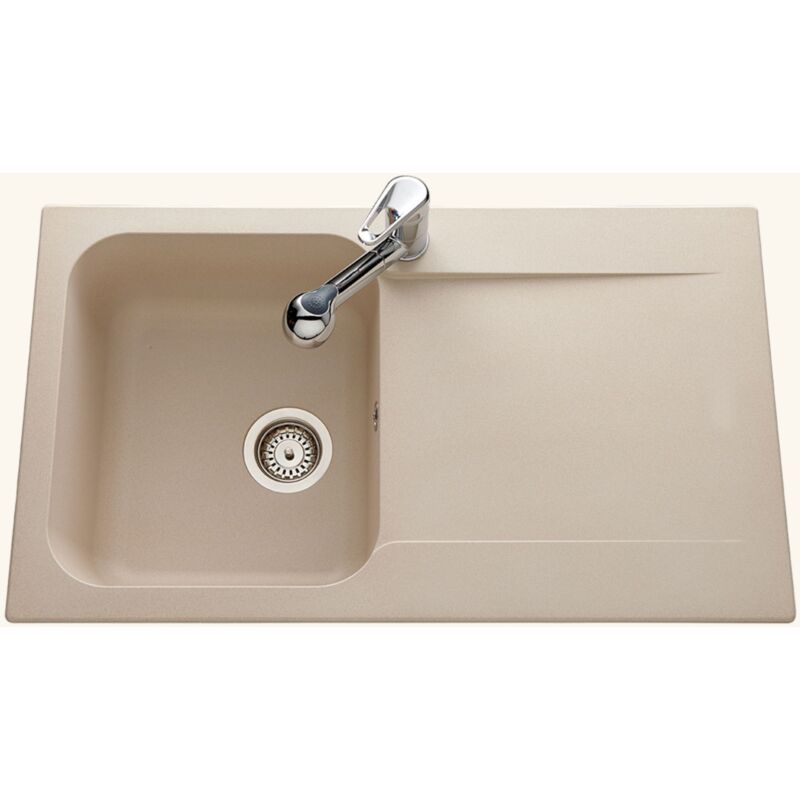 Évier résine beige moucheté Ewi ZIGGY 1 bac 1 égouttoir