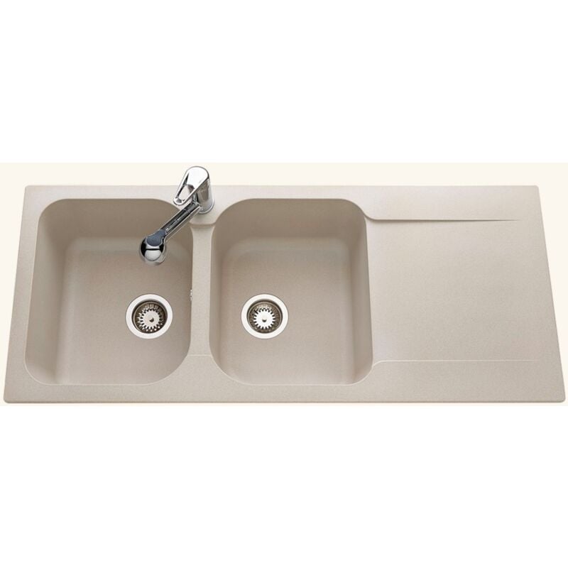 EWI - vier résine beige moucheté ziggy 2 bacs 1 égouttoir