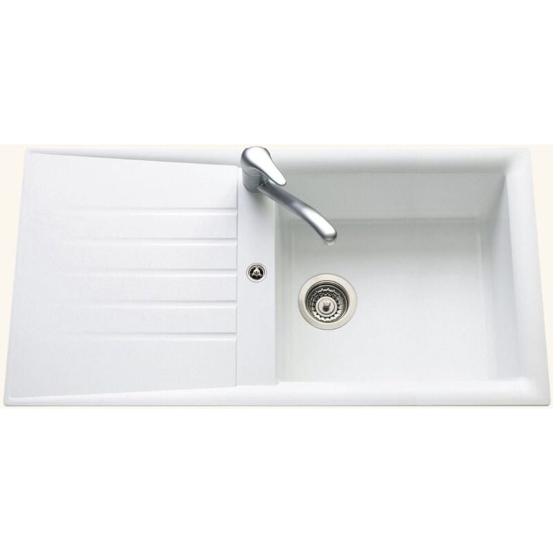 EWI - vier résine blanc emeraude 1 grand bac 1 égouttoir