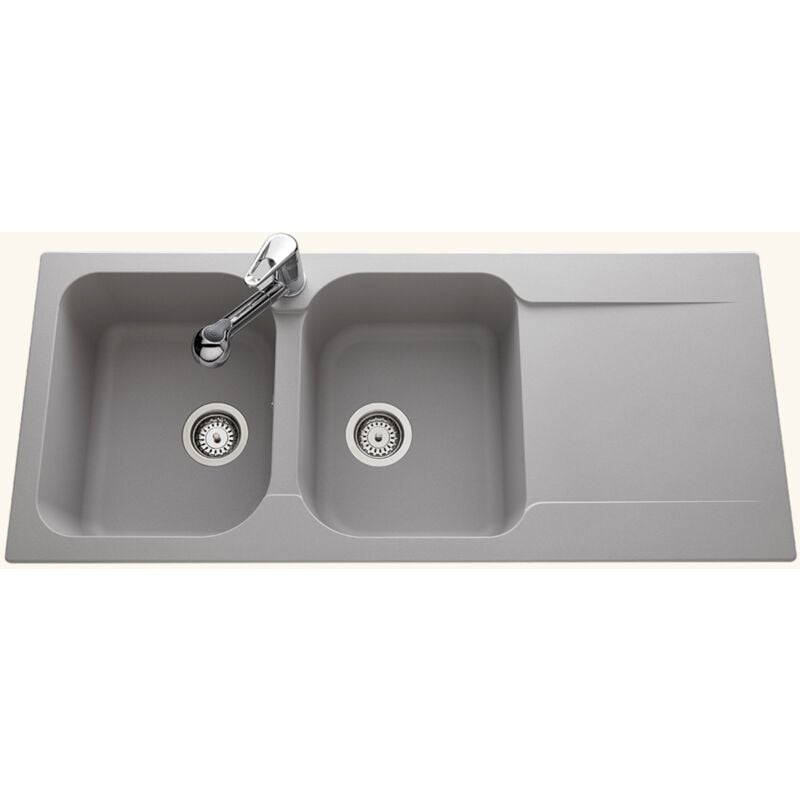 Vier résine gris clair EWI ziggy 2 bacs 1 égouttoir