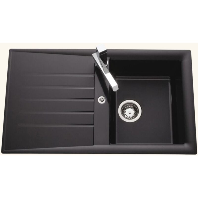 EWI - vier résine noir emeraude 1 bac 1 égouttoir