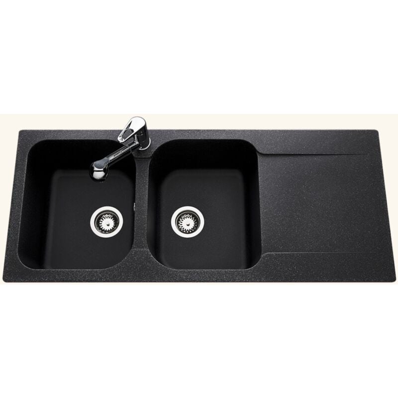 Vier résine noir légèrement moucheté EWI ziggy 2 bacs 1 égouttoir