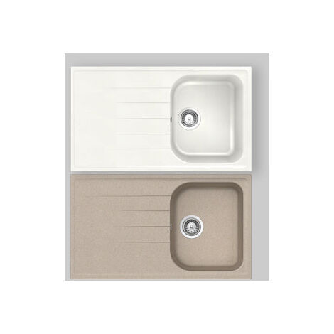 Evier Synthétique 1 Bac à Encastrer "Lithos" Blanc Alpina 07 - 86 X 50 Cm