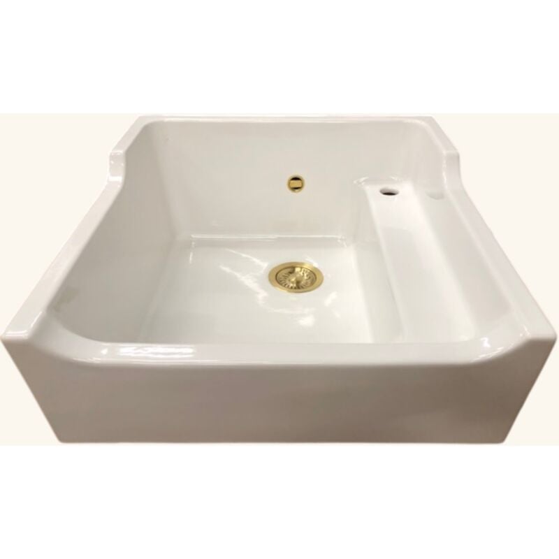 Cuisissimo - Evier timbre d'office céramique blanc honoré 1 bac