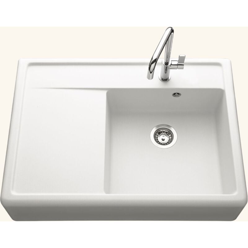 Kümbad - vier timbre d'office granit blanc cassé kiwi 1 grand bac 1 égouttoir