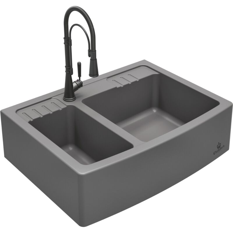 Chambord - vier timbre d'office granit gris dilmo 2 bacs - sans trop plein