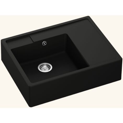 Évier timbre d'office granit noir Kümbad EWEN 1 bac 1 égouttoir à droite