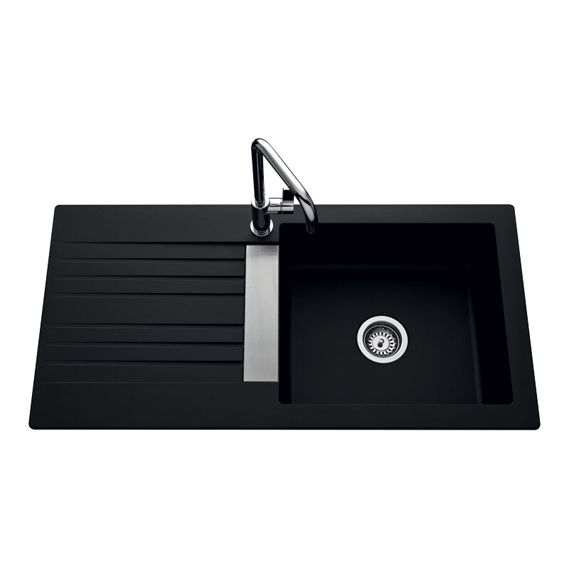 Js Schock - Evier trevise - 1 grand bac et 1 égouttoir - Décor : Noir - schock