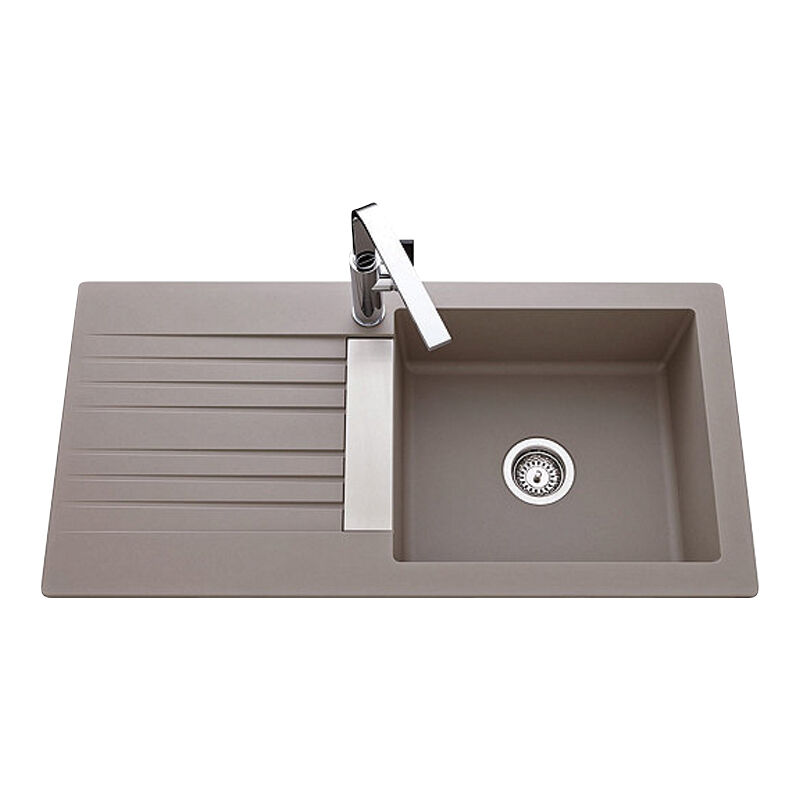 Js Schock - Evier trevise - 1 grand bac et 1 égouttoir - Décor : Gris béton - schock