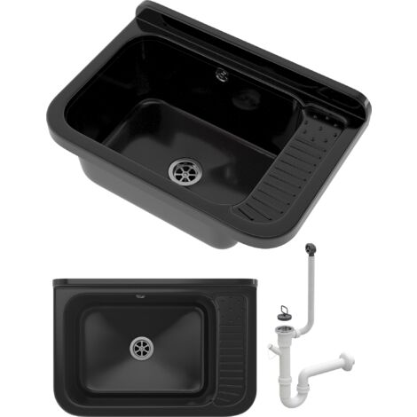 Evier utilitaire chambre de lavage beige siphon technique garage 85111832
