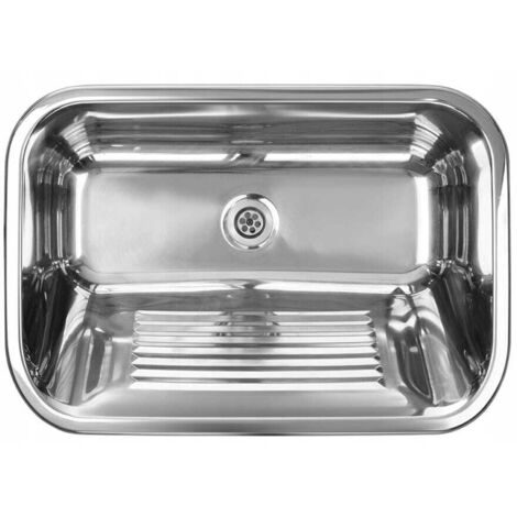Évier utilitaire en acier inoxydable 65 x 45 x 22 cm, 1 cuve, profond, avec siphon