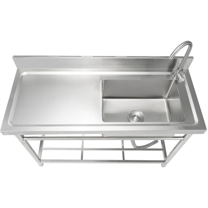 Évier utilitaire en acier inoxydable Mophorn, évier autoportant à 1 compartiment avec robinet d'établi et pieds, 47,2 x 19,7 x 37,4 po Évier à cuve