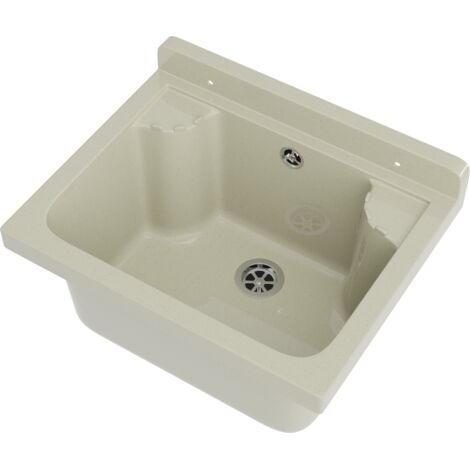 Évier utilitaire en granit Loma beige 1 pièce – Résistant, compact et polyvalent – Dimensions 42,4 x 34,3 x 24,2 cm – Matériau polypropylène – Kit de montage inclus