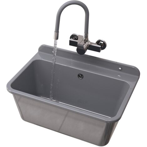 Évier utilitaire grand gris granit LARGE ensemble cuve technique robinet flexible siphon 1 unité