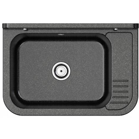 Évier Utilitaire Granitan Paron Noir avec Siphon pour Buanderie, Chaufferie, Garage, Atelier - 50x34x31 cm