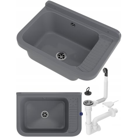 Évier utilitaire gris Granitan Polo avec siphon - 1 pièce