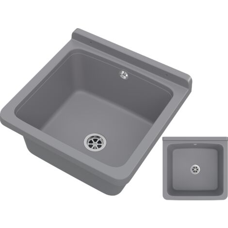 Évier utilitaire Orta Granitan en polypropylène gris avec siphon et kit de montage 40x38x22,9 cm