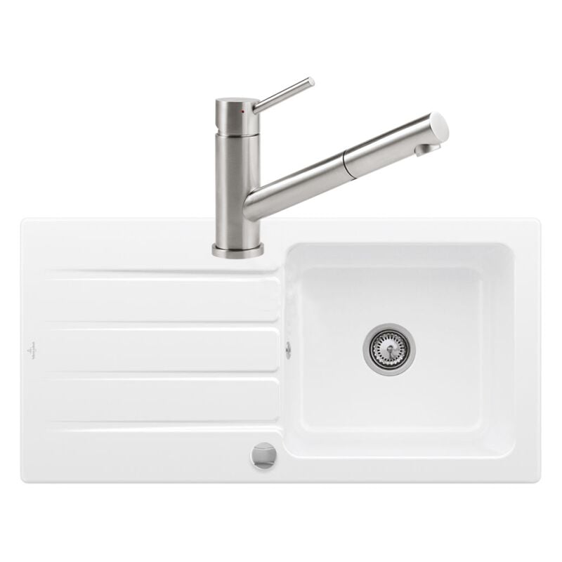 Villeroy&boch - Evier 1 bac villeroy et boch Architectura 60 vidage auto + Robinet de cuisine Como Shower