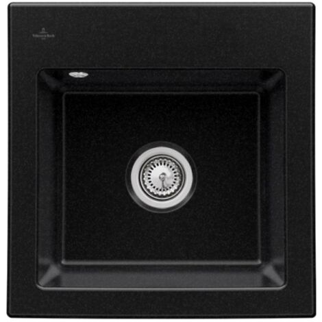 Evier VILLEROY ET BOCH Subway 50 S 52,5 x 51 cm sans egouttoir Chromite CeramicPlus avec vidage manuel