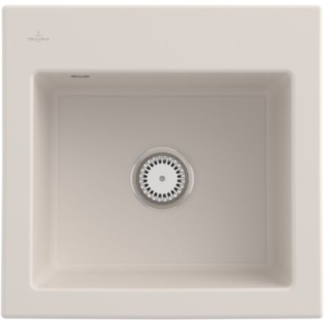 Evier VILLEROY ET BOCH Subway 50 S 52,5 x 51 cm sans egouttoir Creme CeramicPlus avec vidage manuel