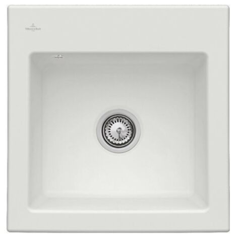 Evier VILLEROY ET BOCH Subway 50 S 52,5 x 51 cm sans egouttoir Steam CeramicPlus avec vidage manuel