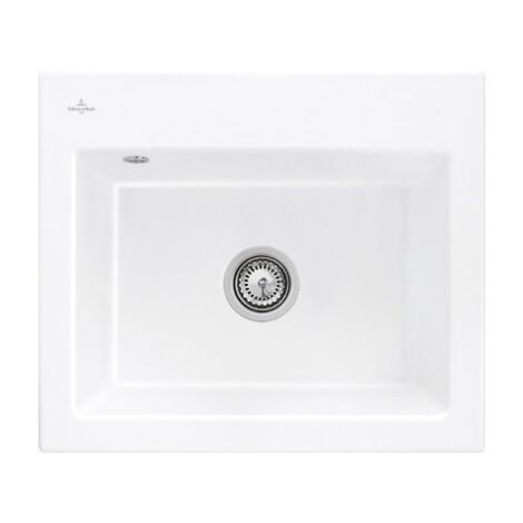 Evier VILLEROY ET BOCH Subway 60 S 60 x 51cm sans egouttoir Blanc CeramicPlus avec vidage automatique