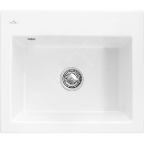 Evier VILLEROY ET BOCH Subway 60 S 60 x 51cm sans egouttoir Blanc CeramicPlus avec vidage manuel