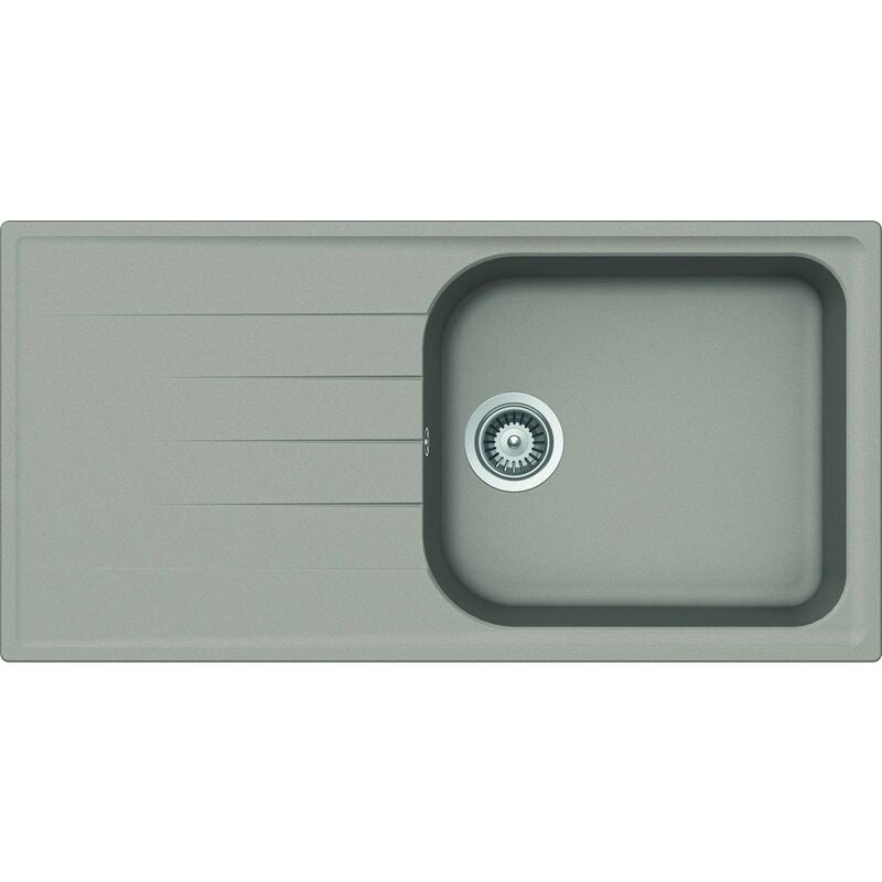 JS - Evier Cristalite à encastrer 1 grand bac, 1 égouttoir viola - Aspect granit - Couleur : nero (noir)