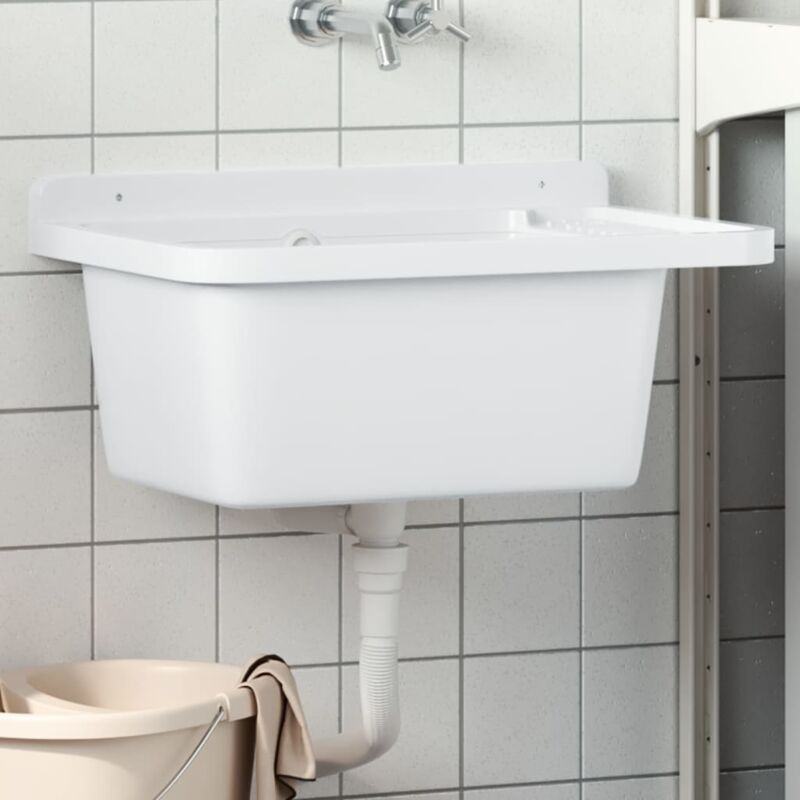 Vier,Lavabo utilitaire pour montage murale blanc 60x40x28 cm résine CVW75754