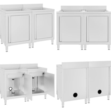 Éviers de cuisine commerciaux 2 pcs Acier inoxydable - armoire d'évier - armoires d'évier - Home & Living