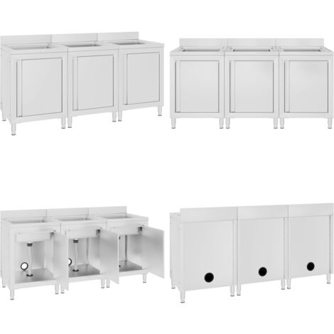 Éviers de cuisine commerciaux 3 pcs Acier inoxydable - armoire d'évier -  armoires d'évier - Home & Living