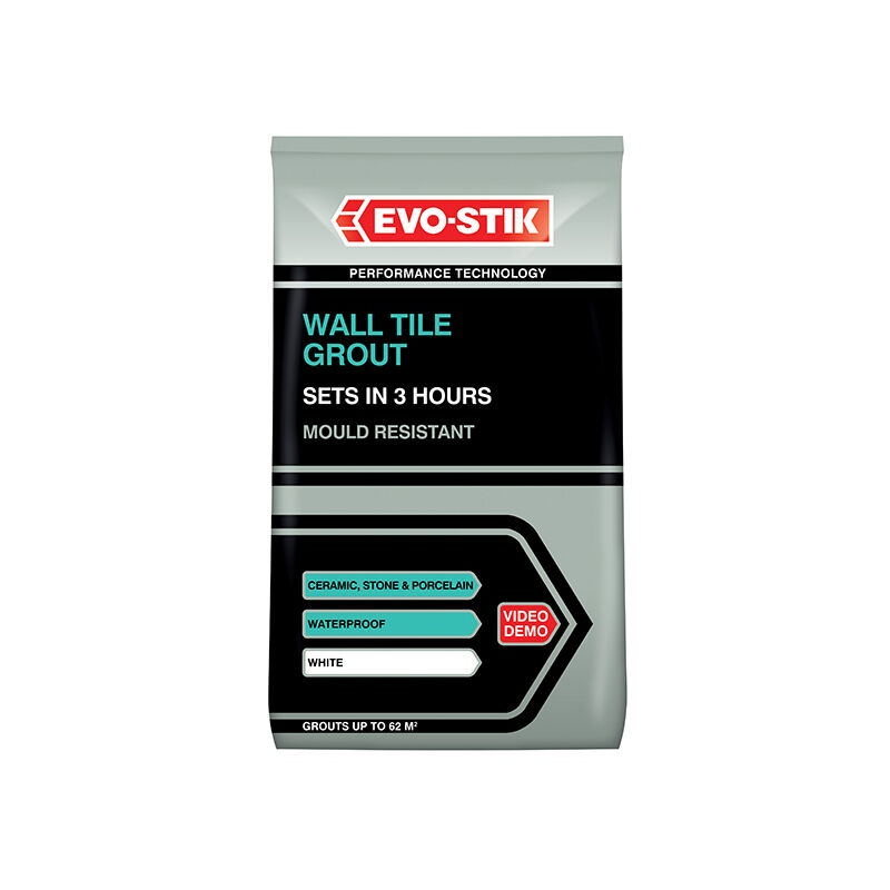 30812722 Wall Tile Grout Mould Resistant White 500g EVO478701 - Evo-stik