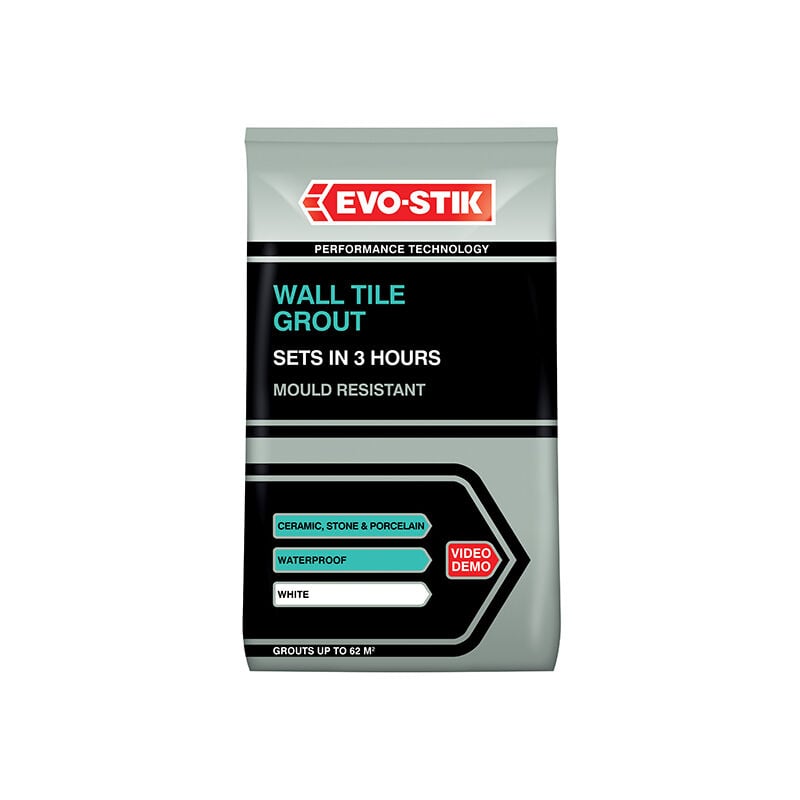 30812723 Wall Tile Grout Mould Resistant White 1.5kg EVO478718 - Evo-stik