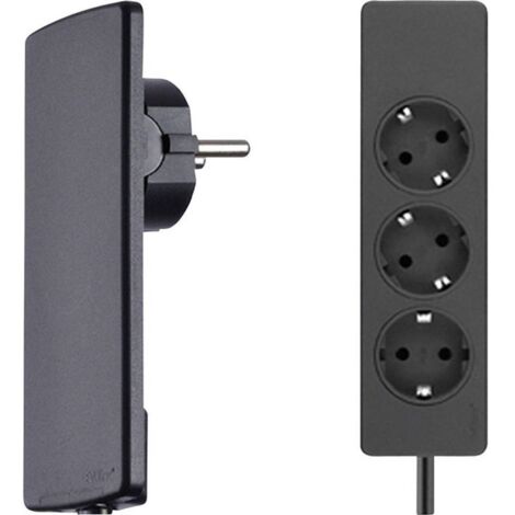 EVOline 151000156100 Multipresa 3 scomparti Nero Schuko 1 pz.