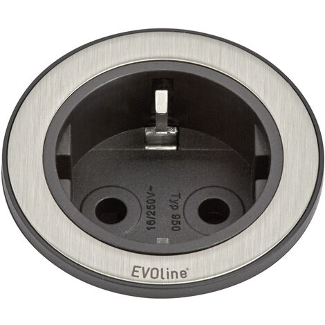 EVOline 159280001100 Einbau-Steckdosenleiste 1fach Edelstahl, Schwarz  1 St.