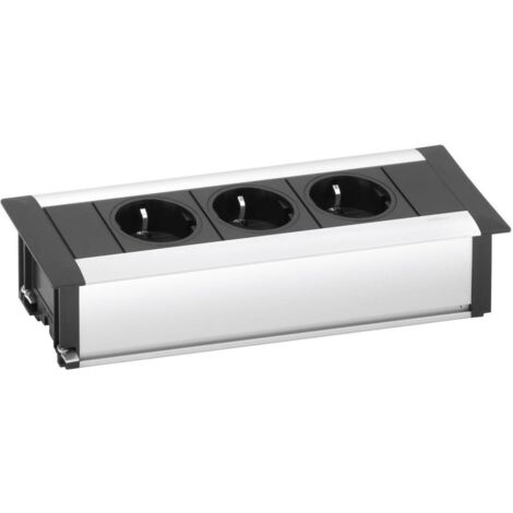EVOline 159610000900 Multipresa 3 scomparti Alluminio, Nero Schuko 1 pz.