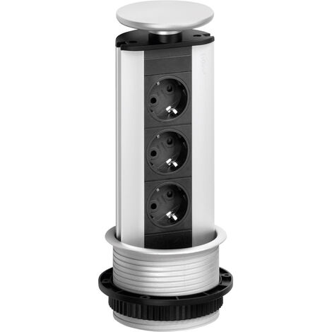 EVOline 93100001 Steckdosenturm 3fach Schwarz, Silber Schutzkontakt 1 St.