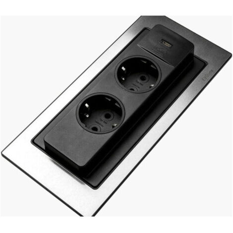 Evoline Backflip presa da tavolo 2x230V caricatore USB tipo C vetro nero