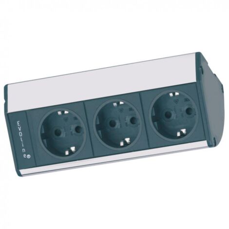 EVOline® Eck-Steckdose DOCKCUISINE Aluminium-Optik 3-fach Unterbausteckdose